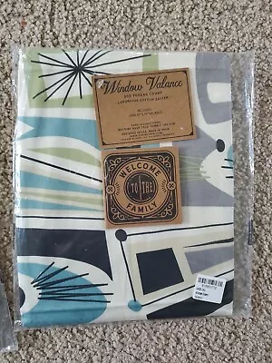    MCM Valance Retro GRAY BLUE GREEN  Kitchen Camper Airstream. FREE SHIPPING • $39.99