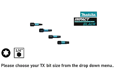 Makita Impact Black Screwdriver Bits T15 T20 T25 T30 Drive Driver Bit Impact • £3.55