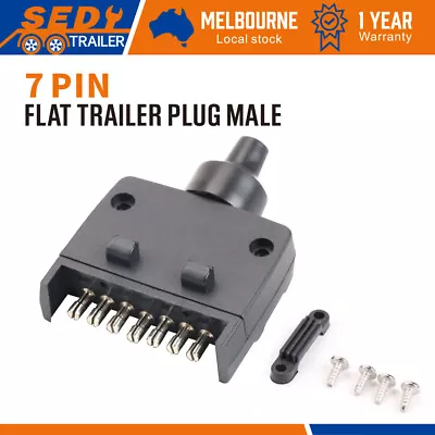$6.95 • Buy Black 7 Pin Flat Plug Male Connector Caravan Trailer Adapter Boat Quick Fit Camp