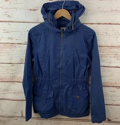 Fat Face Womens Jacket 10 Blue Hooded Lightweight Rain Coat Pockets Ladies Solid • £9.99