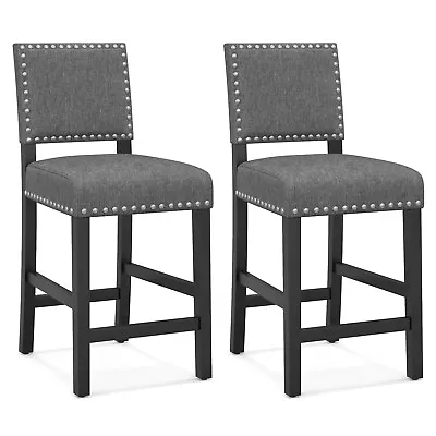 Set Of 2 Counter Height Chairs W/ Solid Rubber Wood Frame & Adjustable Foot Pads • $134.99