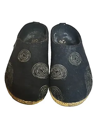 Haflinger Spirit Clog Slippers Wool Felt Slip-On Shoes Swirl Design • 36/US 5 • £31.18