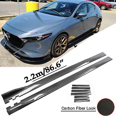 For Mazda 2 3 5 6 CX-3 Jetta 86.6  Carbon Style+Side Skirts Rocker Panel Lip • $79.99