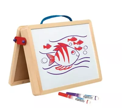 5-in-1 Portable Wood Tabletop Art Easel With Chalkboard And Dry Erase Board • $18.80