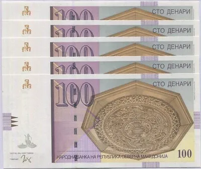 North Macedonia 100 Denari 2022 P 29 UNC LOT 5 PCS • $19.88