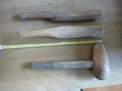 3 Vintage Wooden Lead Forming Working Roofing Tools • £20