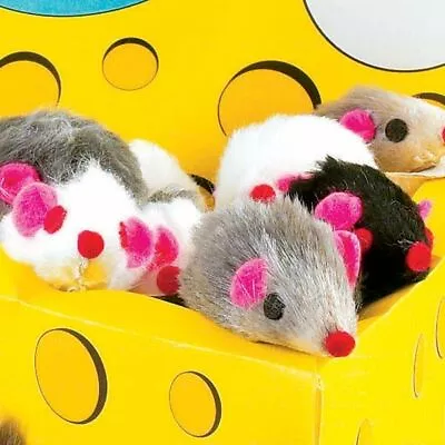 10 Furry Mice With Catnip  Made Of Real Rabbit Fur Cat Toy Mouse Fun Play • $11.75