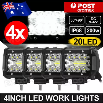 4X 4inch LED Work Lights Spot Flood Light Bar Reverse 4WD Offroad Truck 12V 24 • $20.99