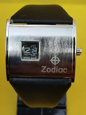 Vintage Zodiac Jump Hour Big Size Manual Steel Wristwatch For Men's • $34