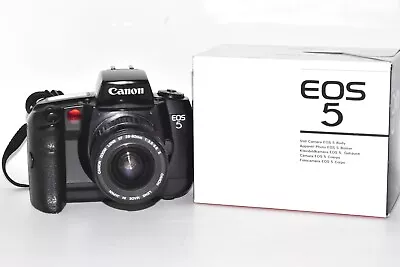 Immaculate Canon EOS 5 SLR 35mm Film Camera + Canon EF 28-80 Lens BOXED TESTED • £45