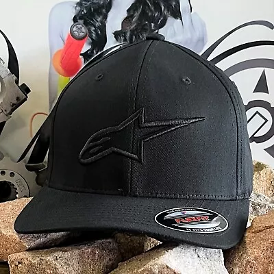 Alpinestar Mens Cap  Ageless  In Black/black Flex Fit Mx Skate Curved Brim Peak  • $39.95