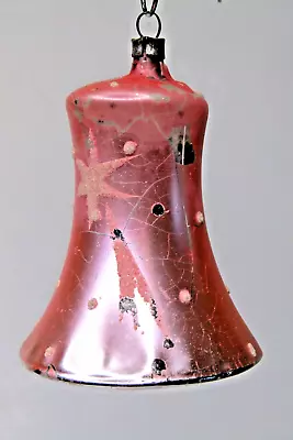 Vintage Blown Glass SHOOTING STAR Bell Mica Pink Christmas Ornament Germany • $45