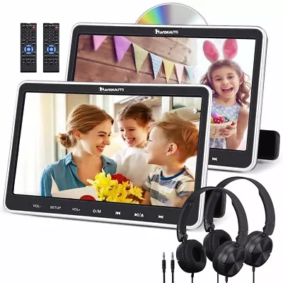 2 X 10.1'' Dual Screen Car Headrest DVD Player USB Rear-Seat Monitor W/Headphone • $188.64