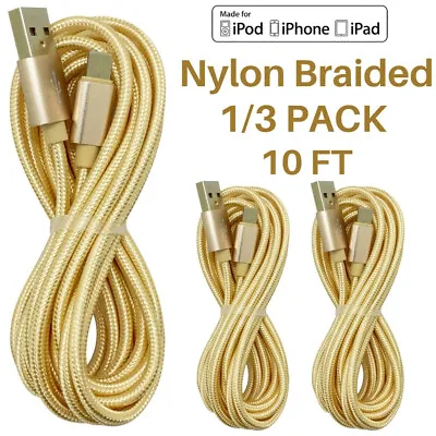 $7.69 • Buy Nylon Duty Braided Long USB Fast Charger Cable 10FT For IPhone 7 8 11 12 13 IPad