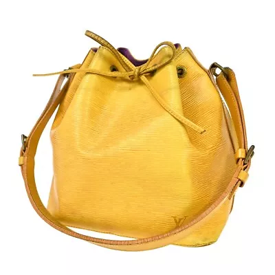 LOUIS VUITTON Petit Noe Drawstring Shoulder Bag Epi Yellow Purple M44109 68HB414 • $198