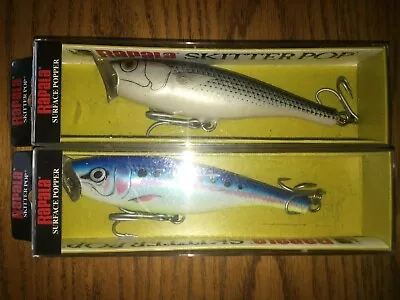 Rapala Saltwater Skitter Pop 12's==Lot Of 2 DIFFERENT COLORED FISHING LURES • $21.50