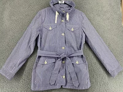 J Crew M  Striped Button And Zip  Ruffle Utility Jacket • $53.99