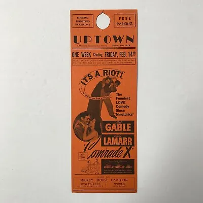 Vintage Movie Poster Door Hanger Clark Gable Comrade X • $18.95