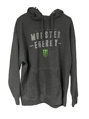 Monster Energy Hoodie Pullover Gray Drawstrings Men’s Fits Like Large • $28.99