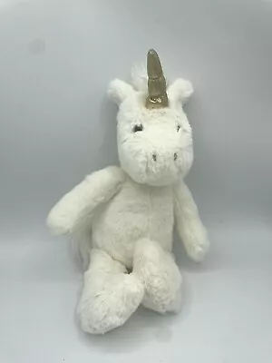 Pottery Barn Kids Unicorn Plush 12” Stuffed Animal Soft Toy White Gold Horn • $10