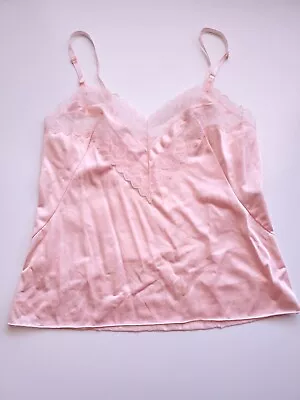 Vintage Ballet Pink Nylon & Lace Vanity Fair Camisole Size 36 Medium • $9