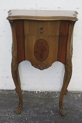 French Tall Inlay Nightstand Side End Bedside Table 3901 • $355.50