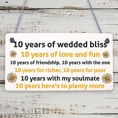 £3.99 • Buy 10th Wedding Anniversary Card Gift For Husband Wife Ten Year Anniversary Gift