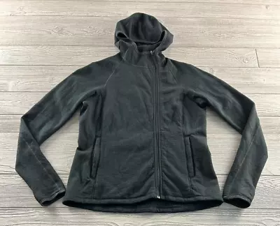 Ibex Women's Off Center Full Zip Hooded Jacket Size Large Black Long Sleeve • $38.24