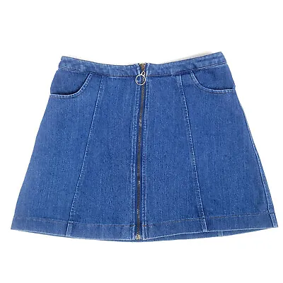 Dreamers Womens Denim Skirt Large Blue Stretch Jeans A Line Mini Skirt • $14.39