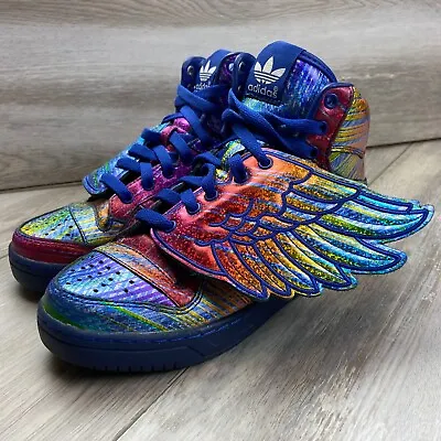 $264.84 • Buy Adidas Shoes Mens 5.5 Jeremy Scott Sneakers Rainbow Hologram Rainbow Foil Wings