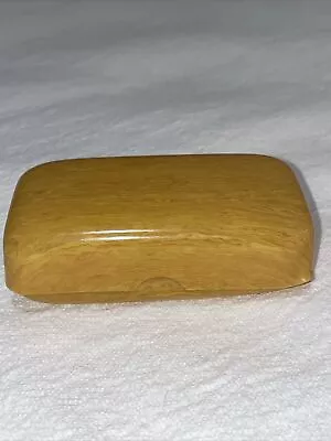 Vintage Soap Box Celluloid Plastic Yellow Gold Woodgrain Travel Container 3.75” • $8.99