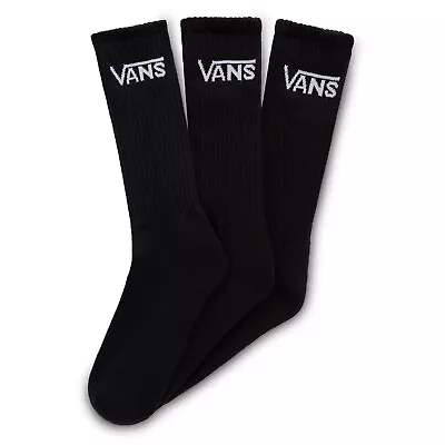 VANS - Mens Classic Crew Rox Socks (3 Pairs) - Black - Casual Socks (2 Sizes) • £18