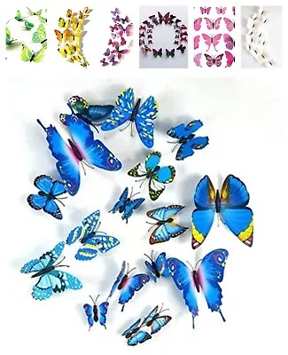 12pcs 3D Butterfly Fridge Magnets Wall Stickers Art Decoration Child Kids Room • £2.49