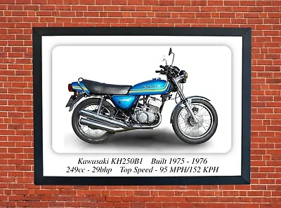 Kawasaki KH250 Motorcycle  A3 Size Print Poster On Photographic Paper Wall Art • £9.99