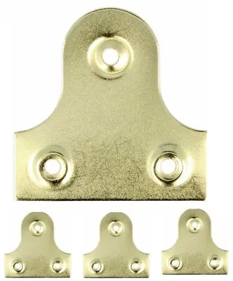 4 X LARGE Picture Hanging Brackets|Brass Flat Wall Mirror Hanger Plate Fixing • £3.65