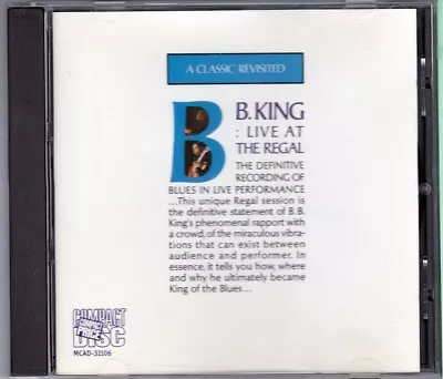 B.B. King: Live At The Regal CD [MCAD 31106] • $4