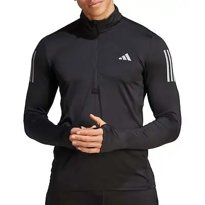 Adidas Mens Own The Run Half Zip Long Sleeve Running Top Tops - Black • £36.90