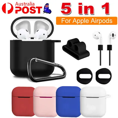 $4.77 • Buy 5 In 1 Set Strap Holder & Silicone Case Cover Skin For Apple Airpods Accessories