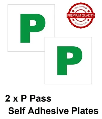 £2.99 • Buy 2 X PASS GREEN P PLATE PASSED PLATES SELF STICK NEW DRIVER FOR CAR VEHICLE ALL
