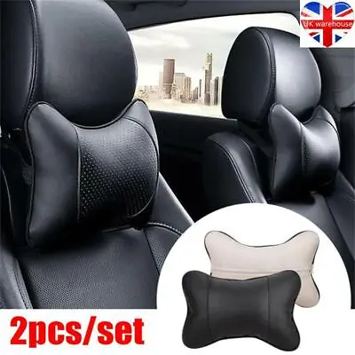 2pcs Car Leather Pillows Headrest Neck Cushion Support Seat Auto Safety Pillow • £6.99