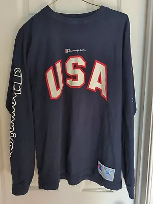 Long Sleeve Champion USA Shirt Vintage Extra Large Blue And Color • $0.99