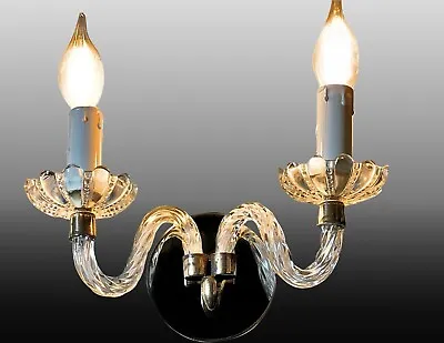 Vintage Murano Glass Mirrored Sconce / Wall Lamp - Italian - Bronze Hardware • $245