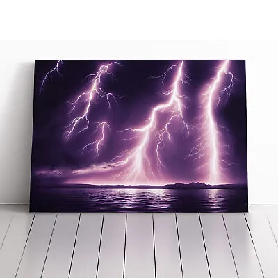 Dazzling Lightning Storm Canvas Wall Art Print Framed Picture Decor Living Room • £29.95