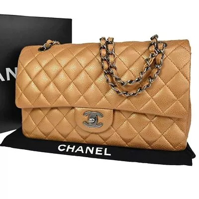 CHANEL CC Matelasse 25 Double Flap Chain Shoulder Bag Caviar Leather 6083LC452 • $14686.27