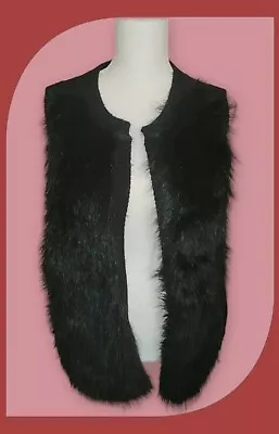 H&M Women's Black Faux Fur Sweater Vest M Medium • $35.10