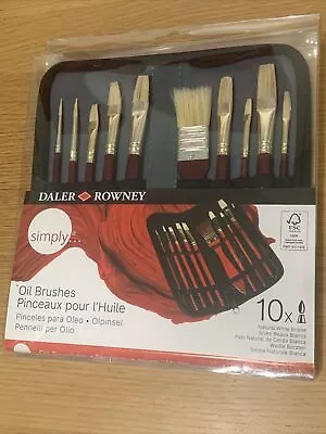 Daler Rowney Artist Brush Zip Up Case & 10 Paint Brushes Oil Acrylic Watercolour • £10.99