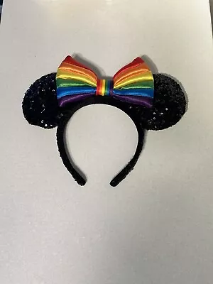 Disney Pride Collection Sequin Headband Mickey Mouse Ears New Rainbow Bow NWT • $17
