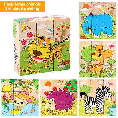 Gifts Baby 6 Animal Shape Toddler Puzzles Kid Toys Boys Child For 1 2 3 Year Old • £7.99