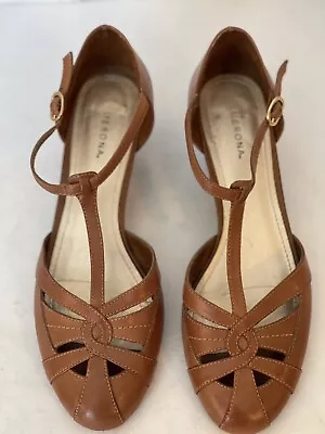 Merona Adah Wedge Sandals Shoes Brown Leather Upper 2” Heel US Sz 9 • $14.50