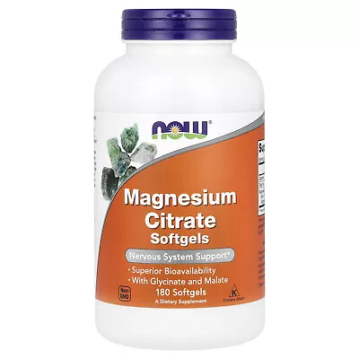 Now Foods Magnesium Citrate 180 Softgels GMP Quality Assured • $20.82